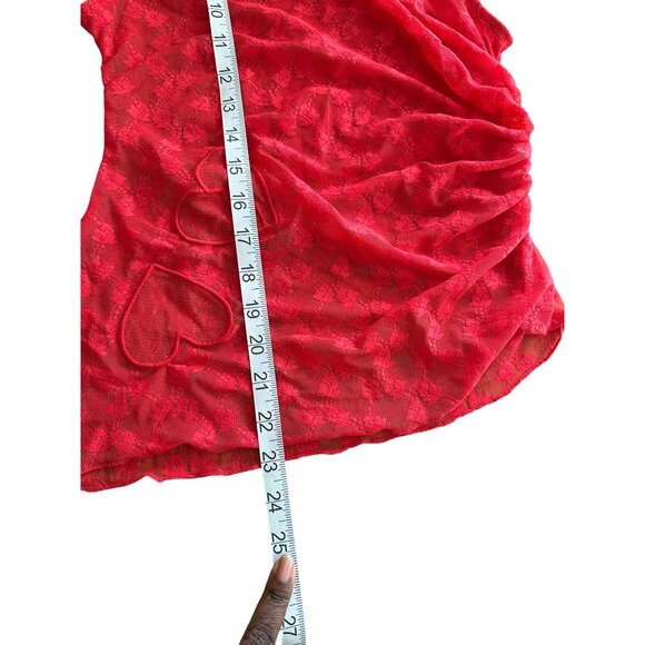 Wild Fable Red Lace Sleeveless Asymmetrical Sheer Top Mesh Fairy Romantic XS NWT - Picture 6 of 9